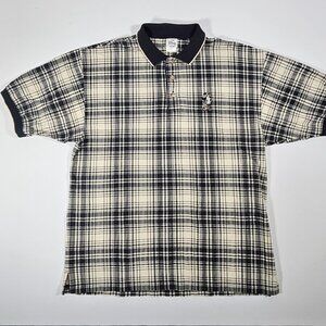 Vintage Disney Store Mickey Mouse Golf Plaid Polo Shirt Mens Large Cotton